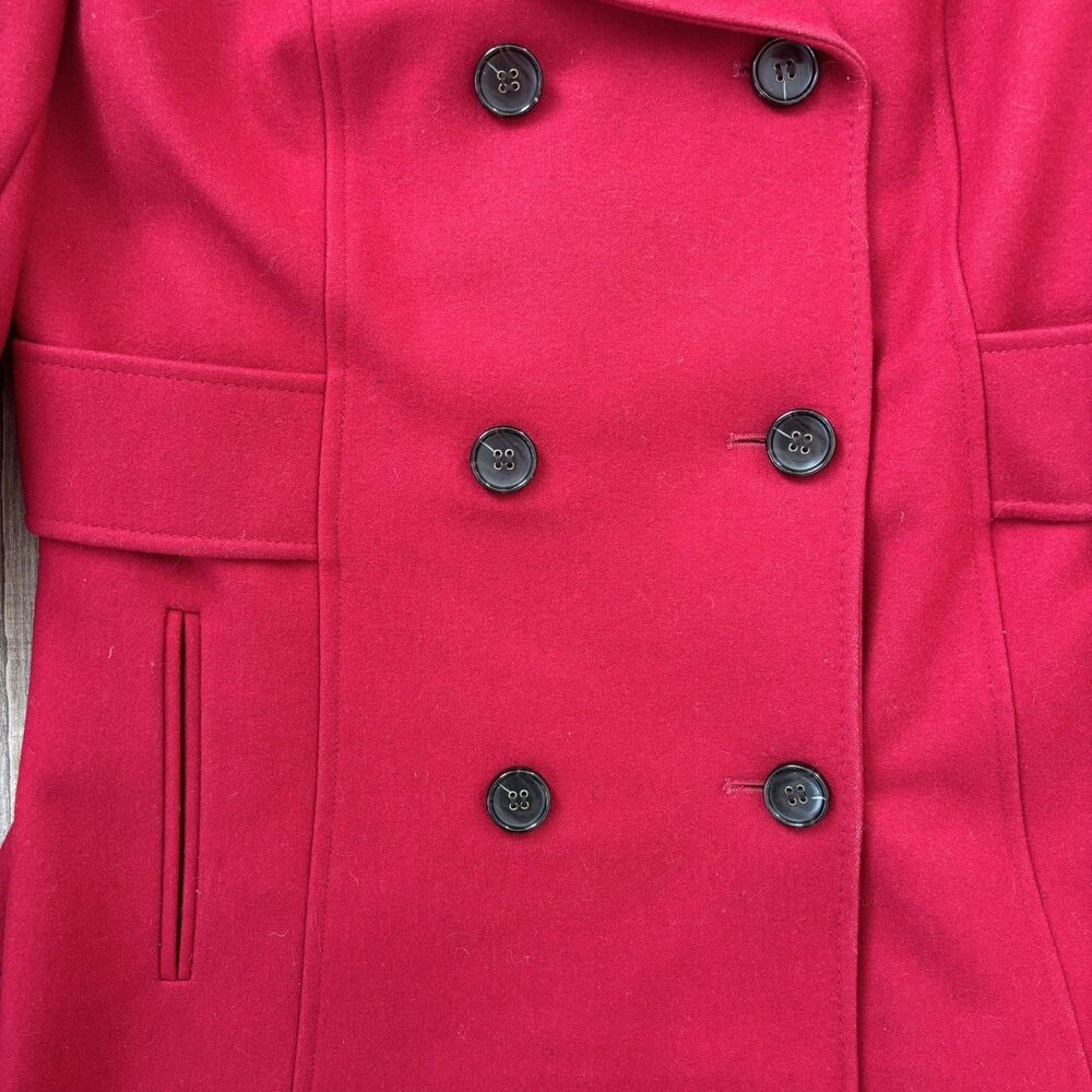 Victoria’s Secret Womens Red Pea Coat Size 12 Wool Blend Double Breasted Classic - Picture 10 of 15